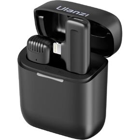 ULANZI UW-MIC Wireless Lavalier Microphone 2.4GHz for iPhone iPad, 2-in-1 Plug-Play Mic with Charging Case for Phone Video Recording Interview Youtubers Vloggers, 328ft Transmission Range