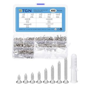 460Pcs M3 Wood Screws Assortment Kit - 8 Sizes 304 Stainless Steel M3x6/8/10/12/16/20/25/30mm Phillips Flat Head Self Tapping Screws with 20Pcs Screw Expansion Tubes