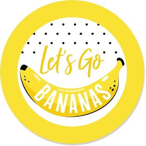 Big Dot of Happiness Let’s Go Bananas - Tropical Party Circle Sticker Labels - 24 Count