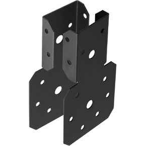 4 Set Black T Shaped Post to Beam Connector Roof Tie Bracket, Adjustable Two Piece Post Cap for 2x4 Actual Size Post, Truss Header Hanger Support, Timber Joist Anchor Connector, 18 Gauge