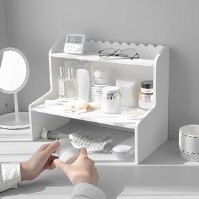 Desktop Organizer Office Desk Storage Rack, Desktop Shelf for Top of Desk, Stationery Cosmetics Toy Storage Display Shelf, White Expandable Desktop Stand Shelf for Office, Dormitory, Home(Small)