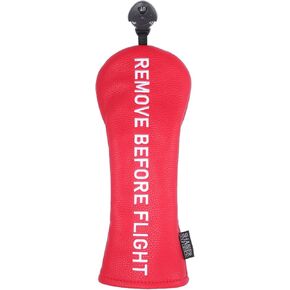 SHABIER Red Golf Head Cover with Remove Before Flight Design for Hybrid Club