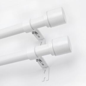 Curtain Rods for Windows 16 to 144 Inches, Adjustable Curtain Rod, 1 Inch Diameter Window Curtain Rod with Aluminium End Cap, Heavy Duty Sturdy Drapery Rods, White, 2Pack