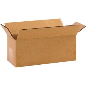 Partners Brand P1044 Long Corrugated Boxes, 10"L x 4"W x 4"H, Kraft (Pack of 25)