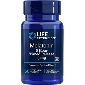 Life Extension Melatonin 6 Hour Time Release 3 Mg 60 Ct Vtabs (Pack of 4)