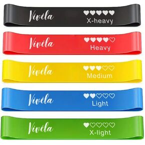 Resistance Fitness Bands, 5-Piece Set of Skin-Friendly Exercise Loops for Yoga, Home Workouts, Stretching, Gym Training, Weight Loss, Toning and Pilates