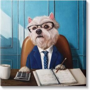 Stupell Industries Office Worker Terrier Dog Canvas Wall Art, Design by Lucia Heffernan