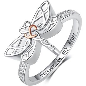 925 Sterling Silver Dragonfly Cremation Urn Ring for Ashes Celtic Knot Keepsake Memorial Locket Urns Rings for Women