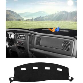 Autorder Dashboard Cover Mat for 2019-2023 2024 Dodge Ram 1500 2500 3500 Accessories Dash Cover Flannel Dash Mat Sunshade Glare UV Rays Protector Black