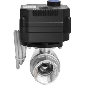 Electric Motorized Ball Valve- 3/4'' Stainless Steel Electrical Ball Valve with Full Port, 9-24V AC/DC and 3 Wire 2 Point Control Setup, with Manual Override