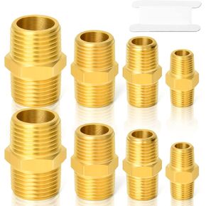 GASHER 12PCS Brass Hex Bushing Fitting Kit Hex Bushing 1/4" - 1/8", 3/8" - 1/8", 3/8" - 1/4", 1/2" - 1/4", 1/2" - 3/8", 3/4" - 1/2"