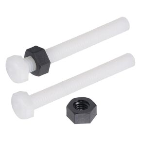 MECCANIXITY Nylon Hex Head Screw and Nut Assortment M6x50mm Thread Hexagonal Bolt, Black White 10 Set