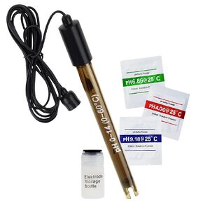 200cm 0-14pH Probe Test | BNC Connection | High Accuracy pH Electrode for Lab and Industrial Use, Calibration Solutions Included