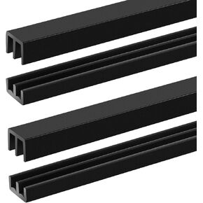 2 Sets 4FT Sliding Door Track for 1/8" Thick Panels Closet Glass Doors Plastic Cabinet Door Track Window Sliding Track (Black)