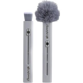 Feather Duster,2 in 1 Duster Brush with Detachable Head for Cleaning,Portable Mini Duster for Travel,Office,Car,Window,Furniture,Ceiling Fan (Grey, 1)