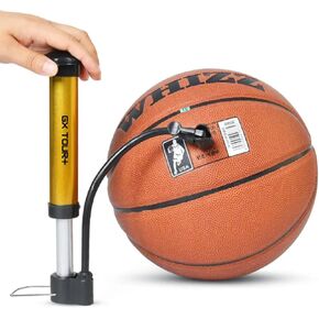 Multi Sport Ball Air Pump. Push and Pull Inflating System. Strong Steel core. Portable Air Pump. Ideal for All Sport's Balls. Easy to use. Durable. Includes 5 Needles, GOLD