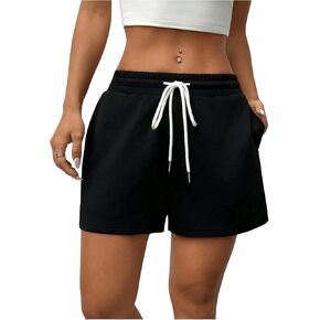 MakeMeChic Women's Casual Drawstring Waist Sports Shorts Slant Pocket Loose Fit Athletic Shorts