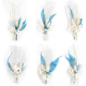 6PCS Mini Boho Dried Flower Bouquet Dried Flowers Small Bouquets Mini Natural Real Plants for Wedding Table Centerpieces Gift Box Cake Bottle Decor Home Vase Decorations DIY Craft(01)