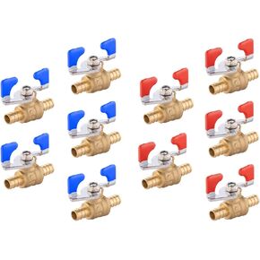 (Pack of 10) EFIELD 3/4 Inch Barb Crimp Pex Full Port Shut Off Ball Valve Hot and Cold With Butterfly Level