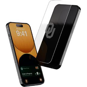 Oklahoma Sooners Screen Protector for iPhone 14/13 Pro / 13 - Officially Licensed Custom Design - Disappearing Logo, Case Friendly, Scratch Resistant Tempered Glass Screen Protector