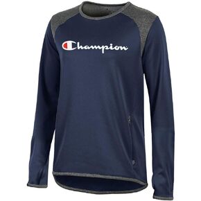 Champion Script Logo Women's (Marine Navy) Athletic Tech Crew Performance Fleece (M)