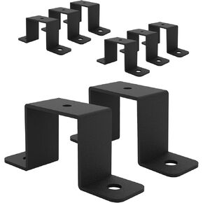 8Pcs Square Pipe Clamp, Black Strap Post Ties Brackets, U Shaped Connector Bracket for 1-1/2" x 1-1/2" Wood Deck Fence Post Tie for Water Pipes, Balcony Railing