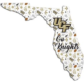 Fan Creations NCAA Central Florida Golden Knights Unisex UCF Floral State Sign, Team Color, 12 inch
