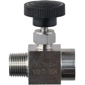 Needle Valve 304 Stainless Steel Durable Male to Female Ball Valve High Pressure 1/2 Inch NPT Globe Valve for Water Gas Oil