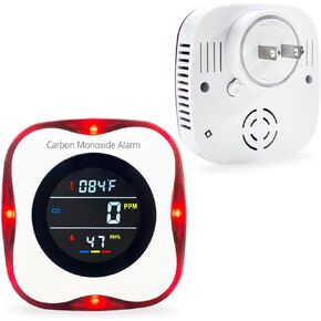 Carbon Monoxide Detector Plug in Wall, WESHLGD 3 in 1 Carbon Monoxide Detectors with Temp/Humidity Sensor, Travel Carbon Monoxide Detector with Color LCD Display, Voice & Light Alarm for Home Hotel RV