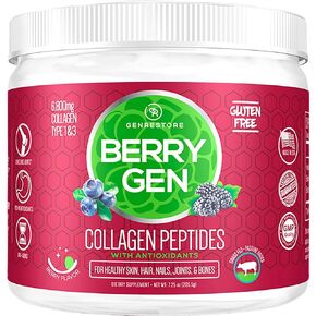 Collagen Powder with Antioxidants from BlackBerry and Blueberry Extracts - 30 Servings - Natural Dual Action Formula - Supports Joints, Hair, Skin, and Nails - Made in The USA