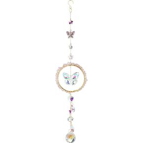 Pink Crystal Butterfly Sun Catcher, Elegant Home Decoration for Living Room, Bedroom, Dining, Kitchen, & Bath, Birthday Gift
