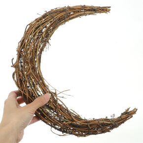 Amosfun Christmas Grapevine Wreath Moon Shaped Rattan Wreath Frame DIY Crafts Supply for New Year Holiday Wedding Party Decor