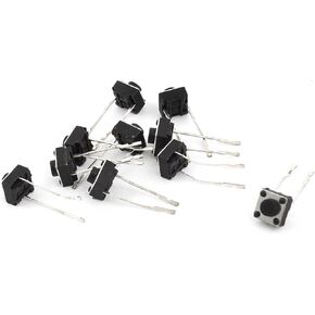 uxcell 10 Pcs Momentary Tactile Tact Push Button Switch Black 6x6x5mm 14mm Leads