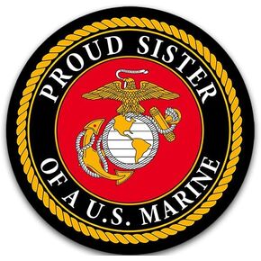 Round Proud Sister of a US Marine Sticker (Vinyl Decal United States Corps Logo Laptop u.s. Cell or Laptop (3 inch) USMC Licensed