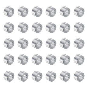 uxcell 30pcs Aluminum Spacer 5mm Bore x 10mm OD x 6mm Length Screw Standoff Bushing Plain Finish Round Metal Spacer for M5 Screws Bolts and Rods