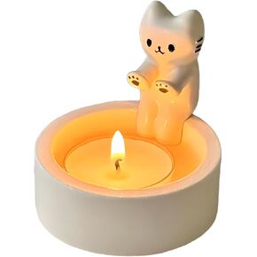 Cartoon Kitten Candle Holder, Kitten Warming Paws Cute Scented Light Holder Cat Resin Candle Holder Candlestick Home Decoration for Tealight(Color:A)
