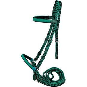 Braided Nylon Bitless Bridle w/Reins