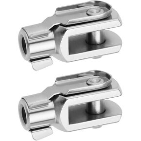 2Pcs M6x1 Thread 32mm Length Air Cylinder Rod Clevis End Clevis Fork End Yoke Joint with Spring Pin Steel Zinc Plated Y Connector for Electronic Automatic Equipment