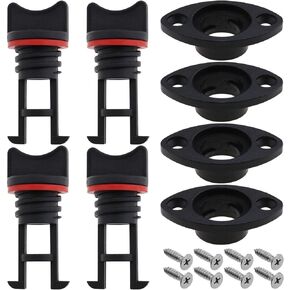 eMagTech 4Pcs Nylon Kayak Drain Plugs Replacement Kayak Scupper Plugs with Tapping Screws Boat Drain Plugs Kit Accessories for Kayaks Canoes Boat