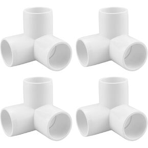 SDTC Tech 1/2" 3 Way PVC Fitting Furniture Grade Pipe Right Angle Three-Dimensional Elbow Connector for DIY PVC Shelf Garden Support Structure Storage Frame, White - 8 Pack