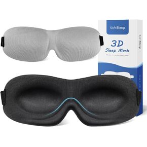 Blackout Sleep Mask with Invisible Nose-Pad Design,3D Contoured Cup Eye Cover with No Eye Pressure for Women Men，Ultra Soft & Comfortable，Block Out Light Blindfold for Travel Nap Yoga