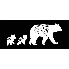 Mama Bear Cubs Branches Vinyl Decal |White | Made in USA by Foxtail Decals | for Car Windows, Tablets, Laptops, Water Bottles, etc. |8.0 x 3.1 inch