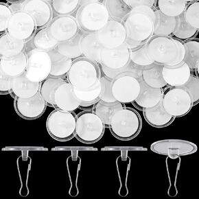 60 Pack Self-Adhesive Ceiling Hooks for Hanging,Damage-Free No-Drill Ceiling Discs, Removable Transparent Wall Hanger for Festival Wedding Birthday Party Christams Decorations