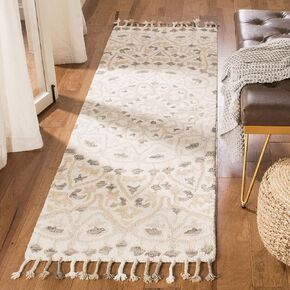 SAFAVIEH Blossom Collection 3' x 5' Ivory / Taupe BLM459A Handmade Tassel Premium Wool Area Rug