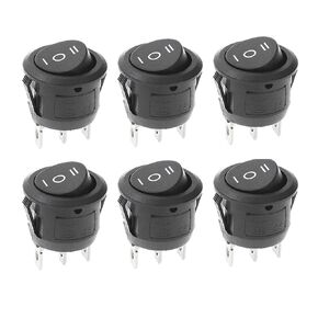 6Pcs Red 3 Pin On-Off-On Terminals SPDT Snap Rocker Switch 6A/125V 10A/250V Round Toggle Switch