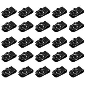 25-Pack M6 Extruded U-Type Nuts - Bumper Fender U-Style Clips - Black Spring Nuts Fasteners for Automotive Metal Fender and Grill Retainer Clips