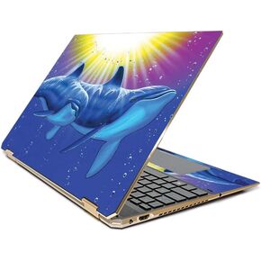 MightySkins Skin Compatible with HP Spectre x360 15.6" Gem-Cut (2019) - Bottlenose Dolphins | Protective, Durable, and Unique Vinyl Decal wrap Cover | Easy to Apply| Made in The USA