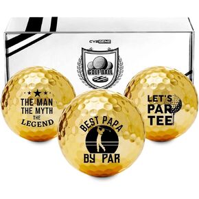Funny Grandpa Gifts Golf Balls Set for Men or Him, Perfect for Grandpa, Coworkers, Boss, Golfers, Golf Lovers for Birthday & Father's Day - Gold, Papa