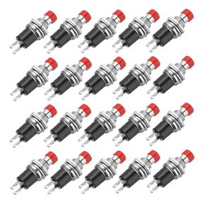 MECCANIXITY 20 Pcs 1A 250V AC 7mm Mini Momentary Push Button Switch SPST NO Red Switch Button with Soldering Foot for Electronic Devices