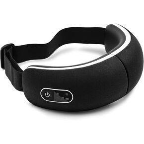 R6 Heated Eye Massager with 4 Massage Modes, Rechargeable Eye Mask with Heat and Vibration for Relieving Eye Muscle Tension and Stress (Black)